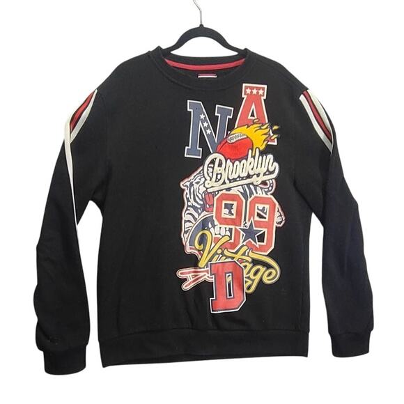 Akademiks Black Pullover Sweater Brooklyn Vintage Y2K Mens XL - Picture 1 of 12